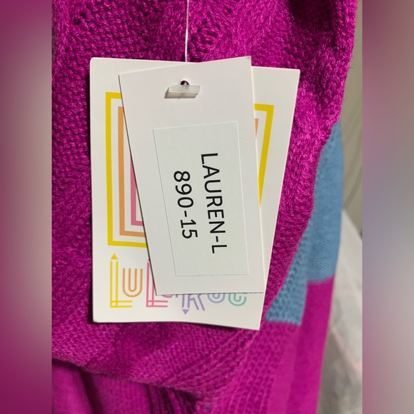 Lularoe Lauren Blue Color Block Sweater Dress - Picture 6 of 8